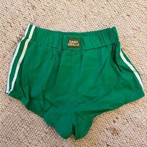 Daily Drills Emerald Green Athletic Shorts with White Stripe